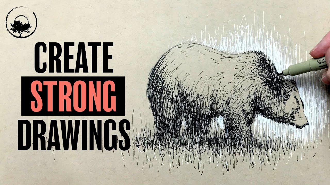 How I Turned a Simple SQUARE into a BEAR - Drawing Process Tutorial for Pen & Ink SchaeferArt