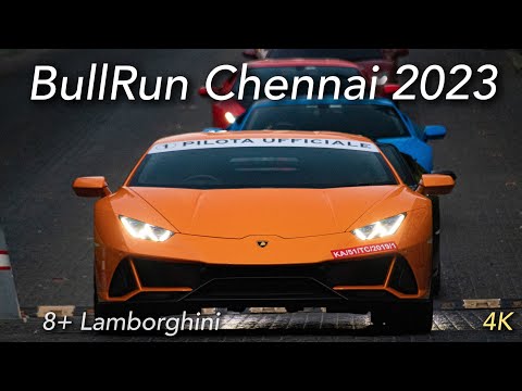 BullRun 2023 | 8+ Lamborghini in Chennai roads | Huracan, Gallardo & Urus | 4K | Supercars in India