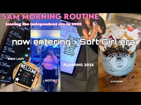 My 5am “Soft Girl” Morning Routine ‹𝟹 Pilates, Açaí Bowl, Girl Entrepreneur, 2024 Digital Planner!