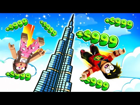 AYBÜKE İLE EN YÜKSEK BİNADAN AŞAĞI ATLADIK !! Roblox Climb and Jump Tower