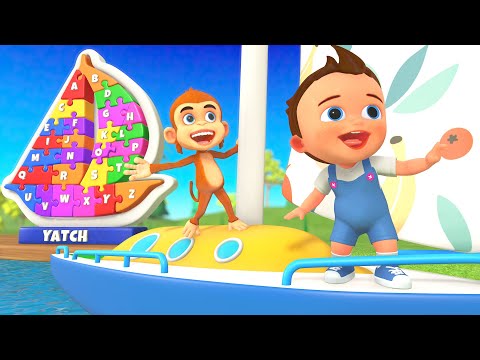 Learning Alphabet Song with Wooden Puzzle Yacht | Fun Sailing Toy for Kids