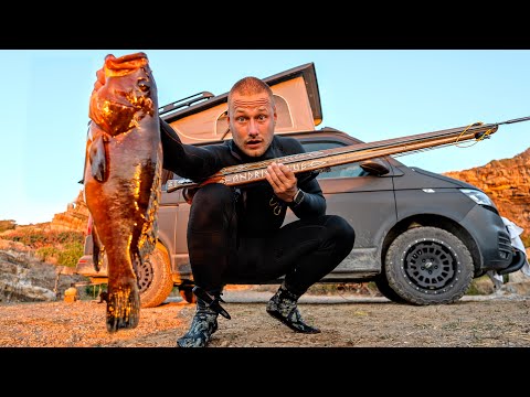 Unglaublicher Fang beim Tauchen mit Harpune 😳 (Catch & Cook beim Vanlife auf Kreta)