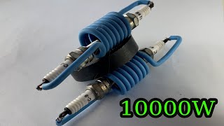 100% Get free energy generator amazing electricity from pvc copper wire use spark plug
