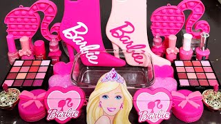 Barbie Pink Slime Mixing Makeup,Parts,Glitter Into Slime. Satisfying slime ASMR#satisfying#slime