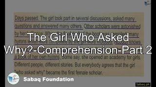 The Girl Who Asked Why?-Comprehension-Part 2