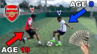 9 Year Old Saka vs 19 Year Old Saka FOOTBALL CHALLENGE!
