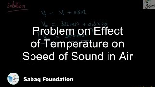 Problem on Effects of Various Factors on Speed of Sound in Air
