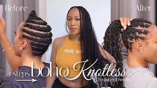 Boho Knotless Braids Tutorial 😍 | Beginner Friendly | Burmese Curly Hair Wowafrican