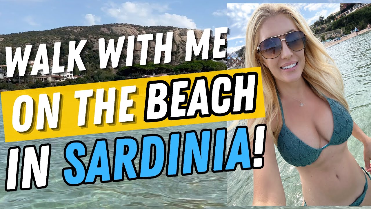 Swim with me in Sardinia! Relaxing Beach Walk in Italy with Ocean Waves, An Italy Dream Vacation!
