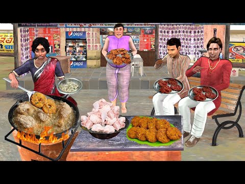 Garib Maa Chicken Vada Cooking Street Food Poor Mother Selling Vada Hindi Kahaniya Moral Stories