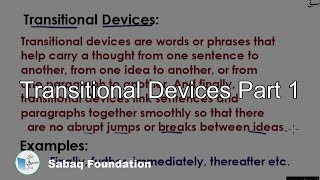Transitional Devices Part 1
