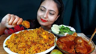 MassiveChicken Mutka Dum Briyani+VerySpicy Agani Mutton LalJhul+Salad Eating Bangali Asmr Girl