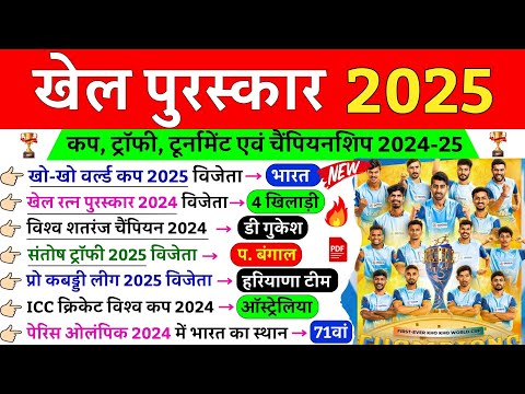 खेल पुरस्कार 2025 | Sports Awards 2025 | Khel Puraskar 2025 | Sports Current Affairs 2025