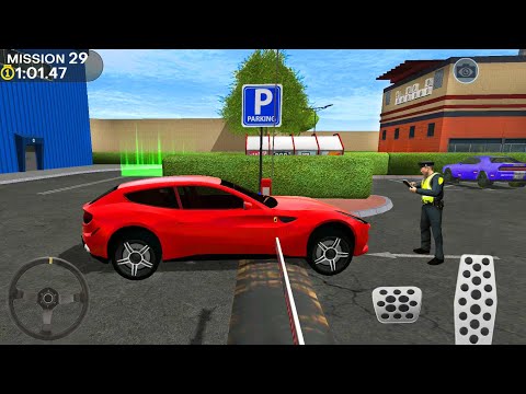 Ferrari Car Drive On Big Mall Parking Lot #6 - Drive Through Bar Gate - Android Gameplay