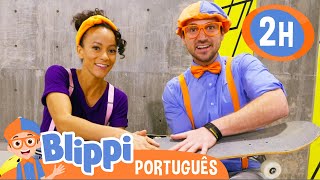 Blippi e Meekah Andam de Skate! 🟠 MARATONA DE BLIPPI E MEEKAH! 🟣 Vídeos Educativos em Português