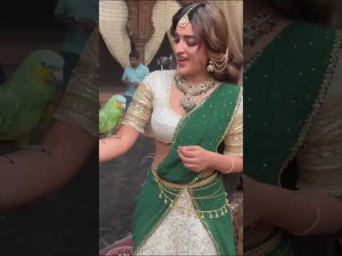Nidhhi Agerwal with Parrot on HHVM Sets 🦜 | Chilaka Chilaka Chilaka | Pawan Kalyan