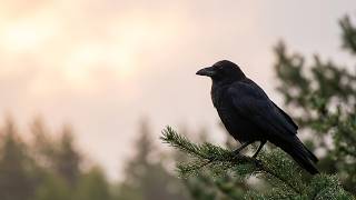 Krähe lauscht dem Vogelgezwitscher am Morgen?