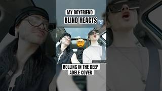 Watch my boyfriend BLIND REACT to my Rolling in the Deep cover 🤯 #coversong #singer #reaction
