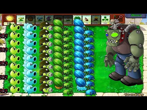 Plants vs Zombies - 99 Gatling Pea vs Winter Melon vs 99 Zombies