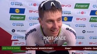 Tadej Pogačar Post-Race Interview | Winner Stage 1 Tour de Suisse 2026