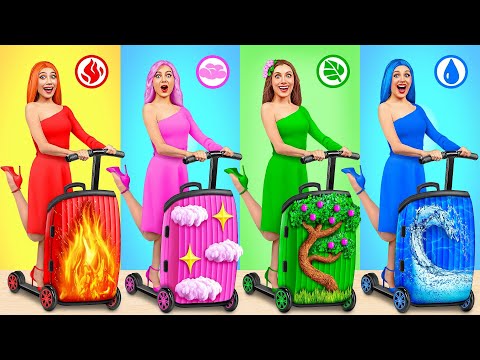 Chica Fuego, Chica Agua, Chica Aire y Chica Tierra | Desafíos Divertidos con Cuatro Elementos