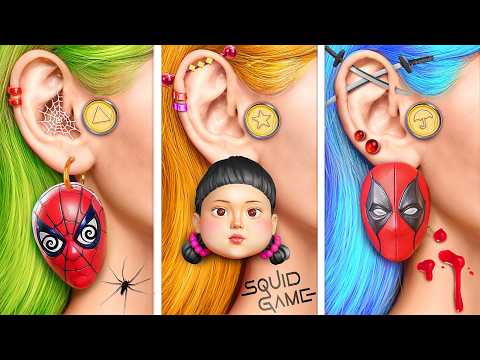 Squid Game with Superheroes! Spiderman vs Deadpool vs Wednesday Addams vs Harley Quinn