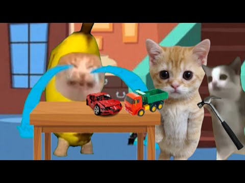 BANANA CAT 🐱 HAPPY AND CRY 😿 VIDEOS 1 ( 2 minutes) #bananacat #bananatime #catmemes