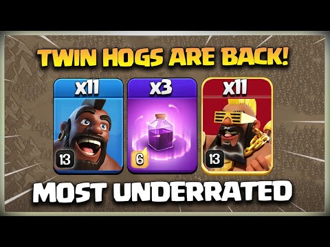 UNDERRATED ARMY! Th16 Super Hog Rider Strategy | Th16 QC Twin Hog 3 Star Attacks - Clash Of Clans