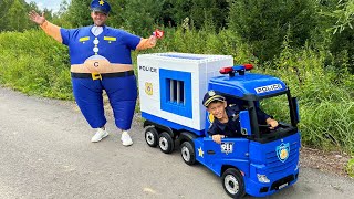 Sofia and her Adventures in a Children's Police Car with Max