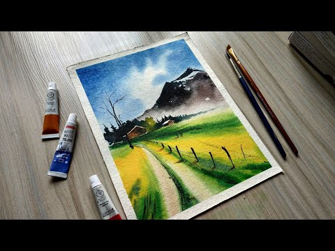 Mountain Landscape Painting | Watercolor Painting for Beginners