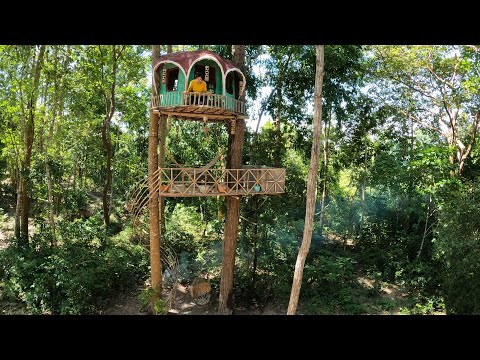 Full Video Building Tree House With Tree Pool And Learn About Stay A lone In Forest 365 Day for