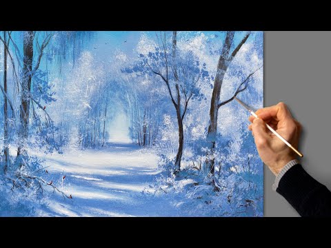 👍 Acrylic Painting - Winter Landscape / Easy Art / Drawing / Satisfying Relaxing / Malerei / 绘画