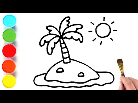 Island Picture Drawing, Painting, Coloring for Kids and Toddlers | Let's Draw Together