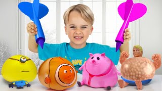 Experiências científicas giras com brinquedos insufláveis