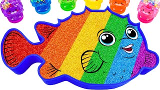 ASMR Slime Video l How To Make Rainbow Puffer Fish Bathtub With Glitter Slime | Best Of Yo Yo Idea