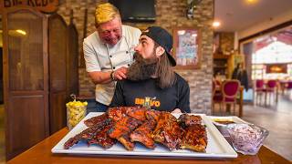 IF YOU CAN BEAT PORTUGAL'S HUGE RIB CHALLENGE THEY DRESS YOU AS A KING! | BeardMeatsFood