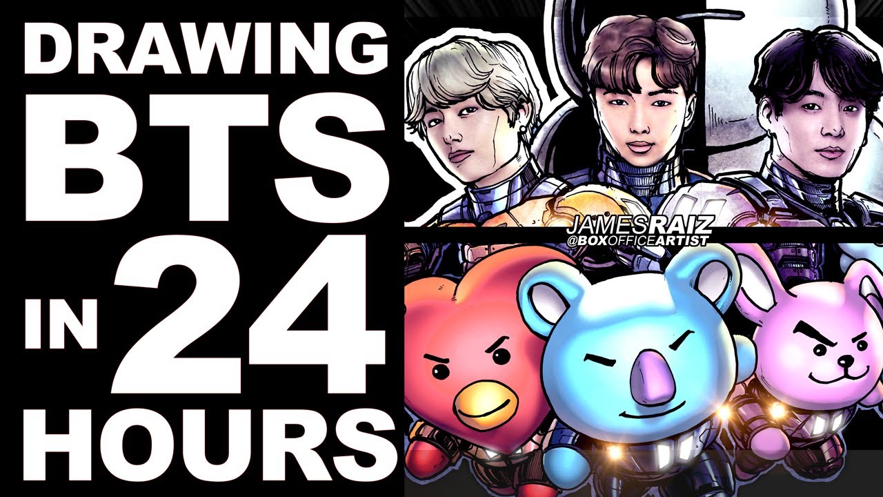 Drawing #bts as marvel superheroes! Drawing around the world ep1!