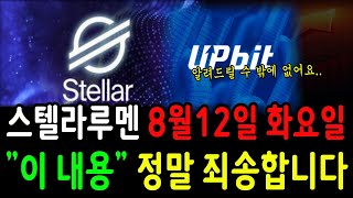 🔴[스텔라루멘 코인]‼️8월12일 화요일 "이 내용" 알려드려 정말 죄송합니다.. 꼭 확인해주세요
