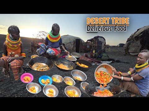 African Village Life || 🔥Desert Turkana 🌵Tribe Village Cooking Big Yummy Potatoes 🥔