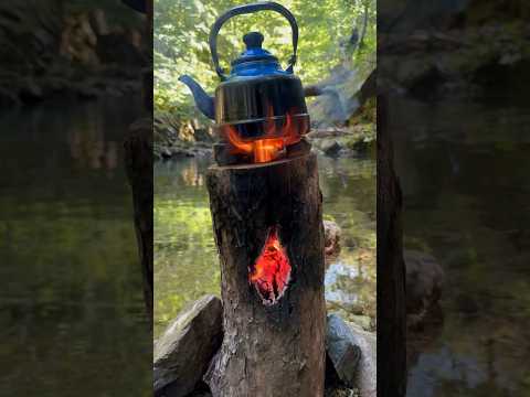 Kampta Kütük Ocakta Çay 🏕️🪵💦/ tea on a log stove in camp