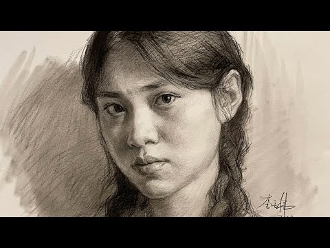 Portrait of a girl in Graphite pencil drawing