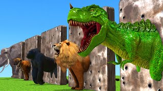 5 Giant Duck Cartoon, Cow, Mammoth, Elephant, Lion, Paint Wild Animals Crossing Fountain Animation