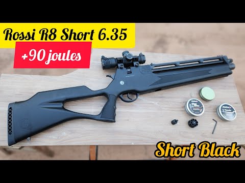 ROSSI R8 SHORT BLACK 6.35 ALTO FLUXO CILINDRO 275BAR  E LUNETA SHORT DOT DISCOVERY 3X24