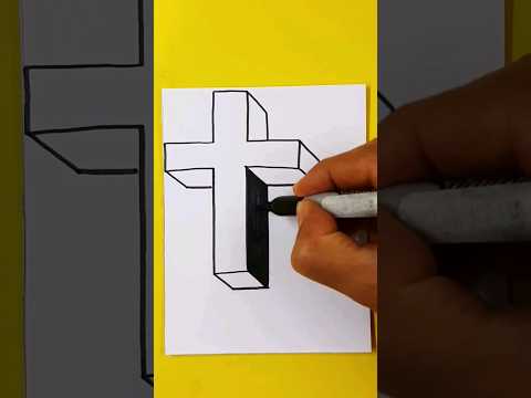 🔥Dibujos 3D 👉 Como Dibujar en 3D La Cruz de Jesús #shorts #dios #jesus