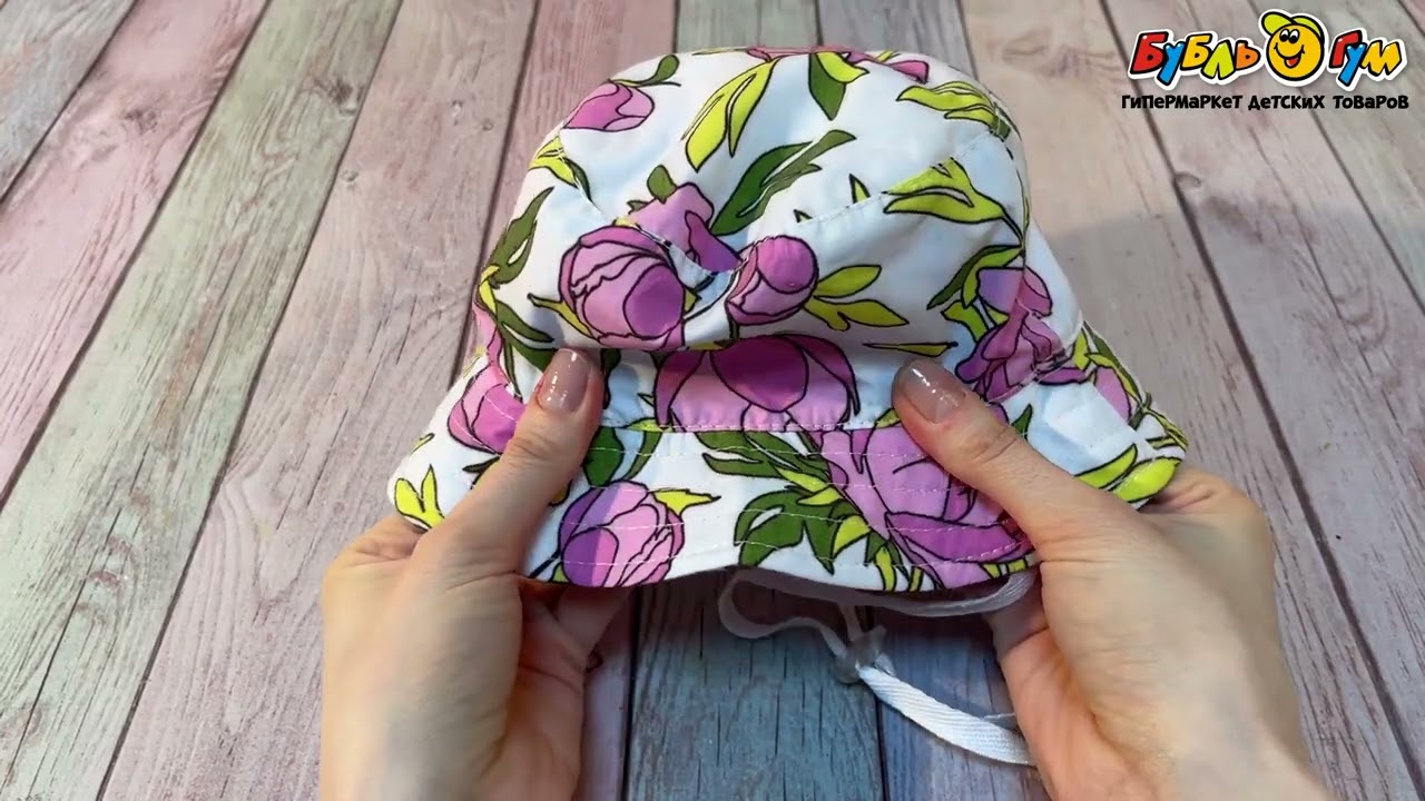 Панама с принтом пионы белая  - видео