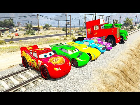 SPIDERMAN McQueen Friends OFF ROAD Ramp Challenge ! SUPERHERO HULK Disney Car Monster TRUCKS - GTA V