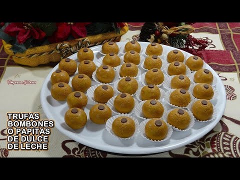 TRUFAS BOMBONES PAPITAS DE DULCE DE LECHE PARA NAVIDAD con solo 2 ingredientes DELICIOSAS