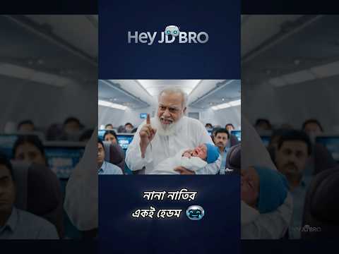 বিমানে কান্না করতে দেয় নাই বলে নানা নাতি হেডম দেখাইলো #heyjdbro #shorts #funny #comedy #viral #veo3
