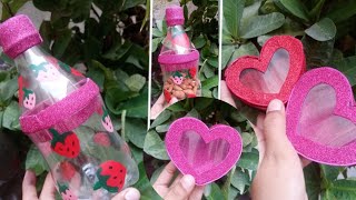 best reuse of bottles || diy heart box with bottles || how to reuse bottles || DIY dry fruits box