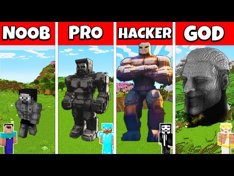 Minecraft Sigma Boy Statue Build Challenge - Noob vs Pro vs Hacker vs God Animation